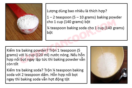 Những lưu ý khi sử dụng baking powder và baking soda