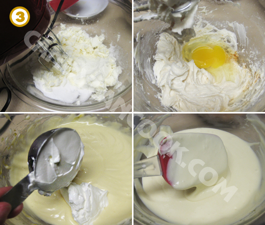 Đánh các nguyên liệu để tạo ra hỗn hợp cream cheese