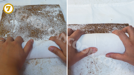 Cuộn bánh khi còn nóng vào khăn sẽ giúp bánh mềm, định hình 